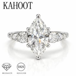 A 925 Silver 3 Carat Horse Eye Moissanite Special-Shaped Ring Fashionable Classic Men's and Women's Couple Ring Wedding Ring