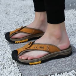 Summer Sandals Genuine Leather Flip Flops Men Classic Roman Sandals Comfortable Slipper Outdoor Casual Non-slip Beach Male Shoes