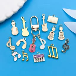 Mix 100 Pcs of Alloy Enamel Music Series Charms Pendants, Suitable for DIY Necklace, Earring, Keychain Jewelry Making Accessory