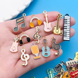 Mix 100 Pcs of Alloy Enamel Music Series Charms Pendants, Suitable for DIY Necklace, Earring, Keychain Jewelry Making Accessory