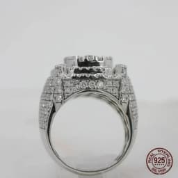 3Ct Men's 925 Sterling Silver Cluster Engagement Ring Luxury Platinum Plated Square Icy Out Hip Hop Rock Rings Jewelry