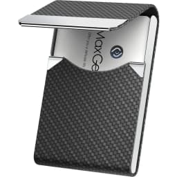 Business Card Holder PU Leather & Stainless Steel Business Card Case for Men Women Slim Name Cards Holder RFID Magnetic Closure
