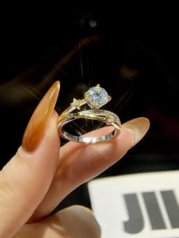 Sparkling 1CT Moissanite Diamond Princess Star Trail Engagement Rings for Women Wedding Anniversary Party Fashioned Jewelry
