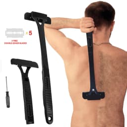 Men's Foldable Back Shaver Razor - Body Leg Hair Removal Trimmer with Handle Portable Shaving Tool for Men