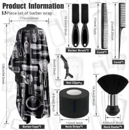 WANMEI Barber Cloak Set with Dust Removal Brush and Comb Professional Barber Accessories Clean Supplies Salon Haircut Styling