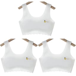 3pcs Girls Solid Color Bra Teen Developmental Vest Bra Pupil Thin Ice Silk Seamless Middle School Students Comfortable Underwear