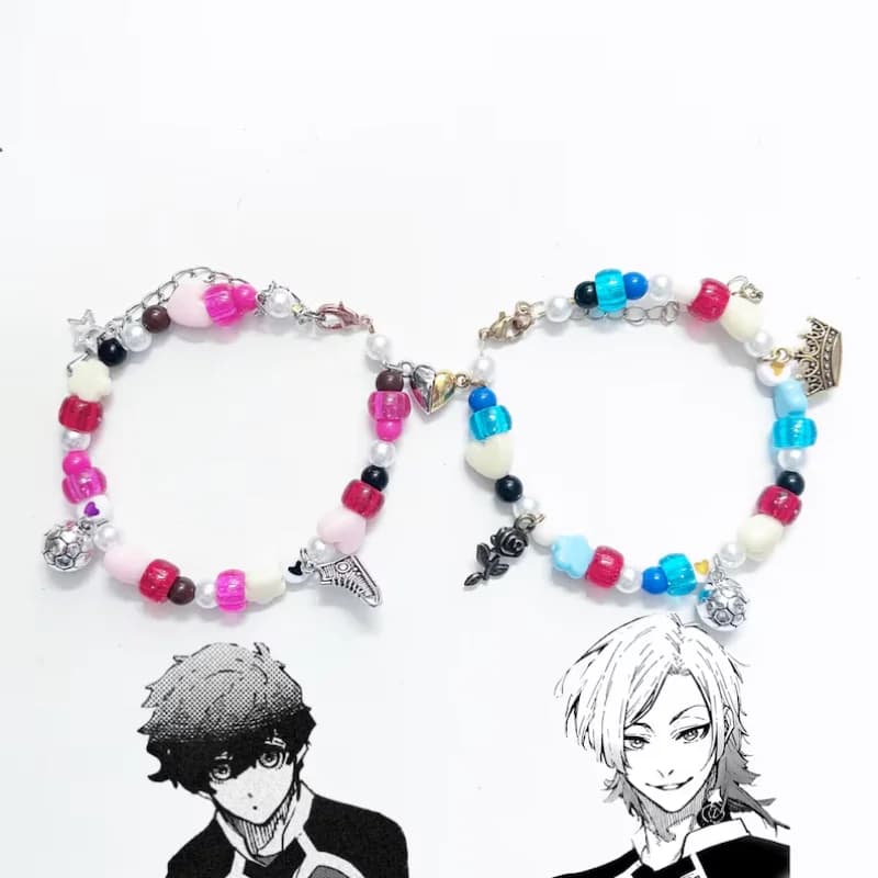 Michael Kaiser & Alexis Ness Inspired Matching Bracelets - Blue Lock Handmade BFF/Couple Jewelry, Cute Anime Fan Accessories Gif