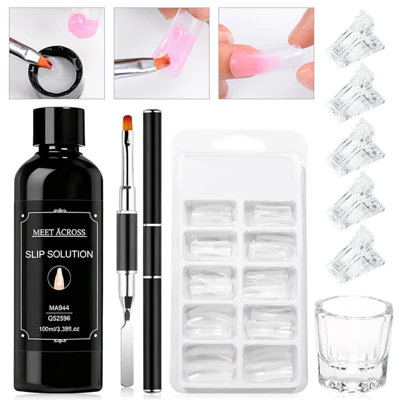 2/9pcs 100ml Nail Liquid Slip Solution Tool Set for Quick Extension Acrylic Nail Gel Nail Extension Nail Art DIY Nail Supplies
