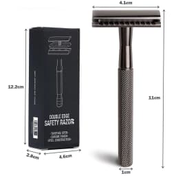 Metal Men's Manual Shaver Hand Razor with Blade Holder Metal Double Layer Blade Enclosed Cutter Head for Smooth Shaving