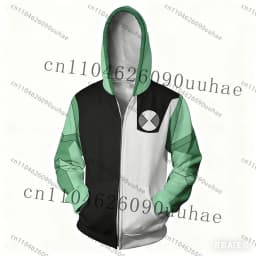 New Anime Omnitrix Ben10 Cosplay Hoodie Pullover Ben Tennyson Print Kid Cartoon Hoodie Fall Winter Casual Harajuku Zipper Hoodie