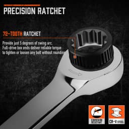 HORUSDY 9Pc Extra Long Ratchet Spanner Set Aviation Double End 8-22mm w/t Pouch
