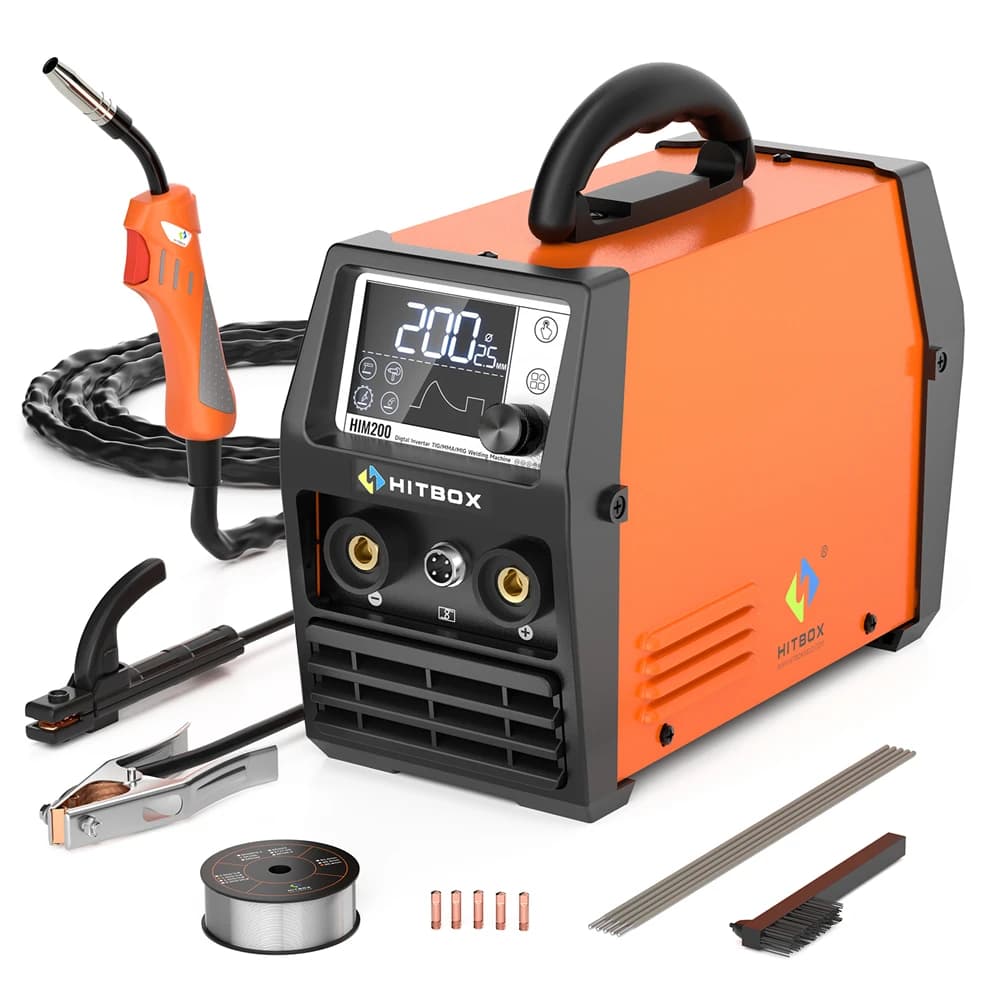 HITBOX 220V MIG Welding Machine 4 in 1 ARC/Gasless MIG/Lift TIG/Spool Gun Non Gas Soldering Inverter Welder Cored Wire AU Plug
