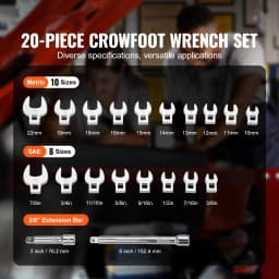 SucceBuy 14/15/20/24PCs Crowfoot Wrench Set 1/2" 3/8" Drive Crows Foot Wrench Set CR-MO Steel Crowfoot Wrench Set