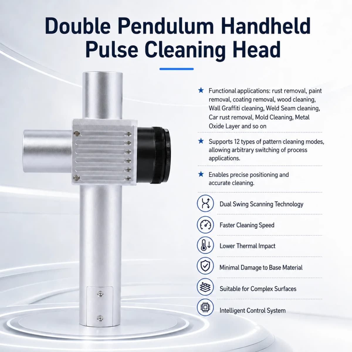 Double Pendulum Laser Cleaner JPT Pulsed Laser Cleaning Machine For Remove Rust Oil Paint Metal Wood Wall Graffiti Car Model Cleaning 300W 500W