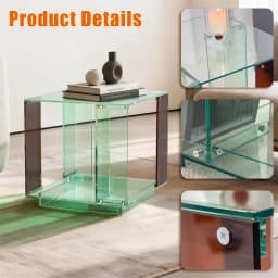 Green-Tinted Acrylic End Table Stand Bedside Nightstand with Open Shelf for Bedroom Living Room Side Table