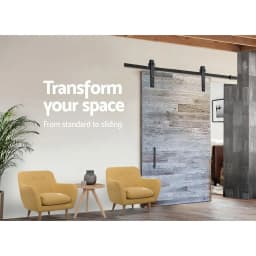 Sliding Barn Door Hardware Track Set 3.66m Heavy Duty Smooth Sliding Door Rail Kit for Wood Doors Interior Home Hardware Adjustable Rollers Quiet Operation