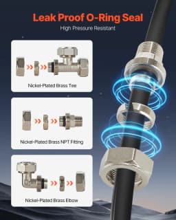 VEVOR Air Compressor Line Kit 100FT/200FT HDPE-Aluminum Compressed Air Piping System Air Line Tubing Kit for Garages Workshop
