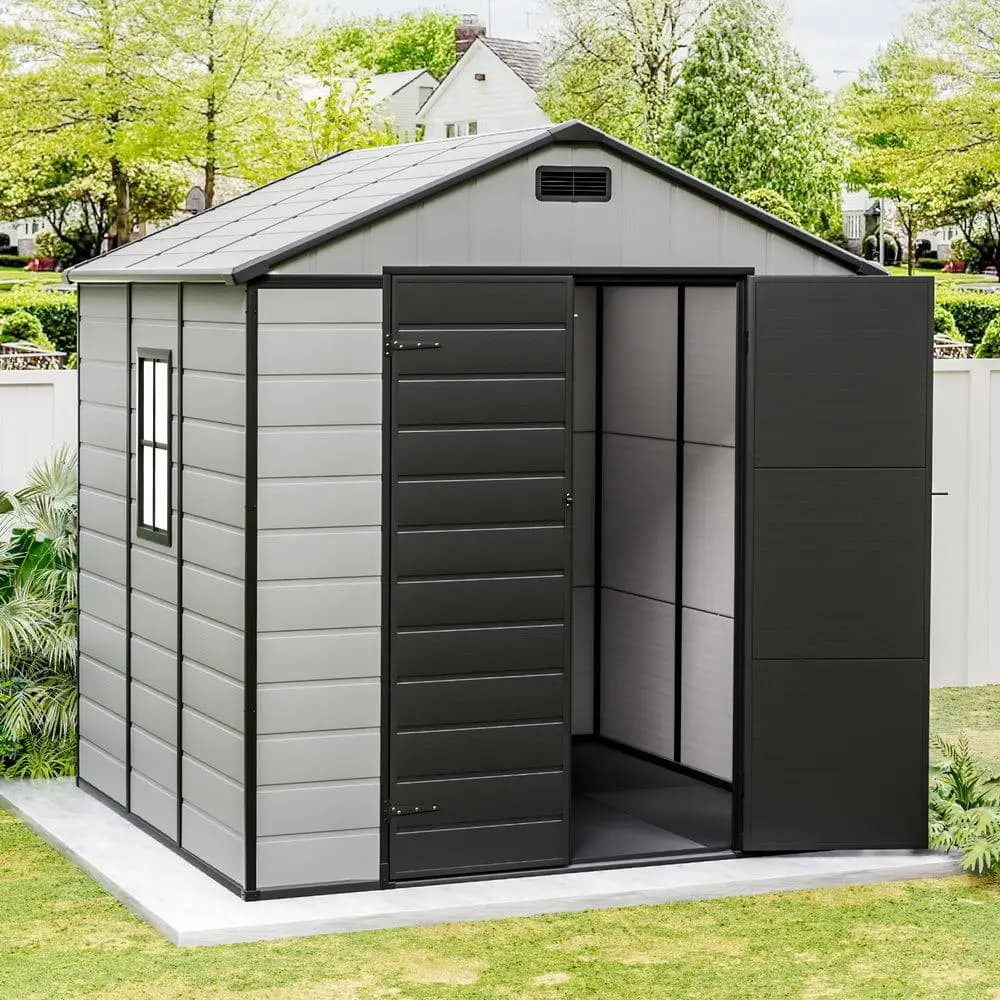 Outdoor Garden Storage Shed 2 15x2 14M Tool Workshop Shelter Weather Resistant Metal Frame