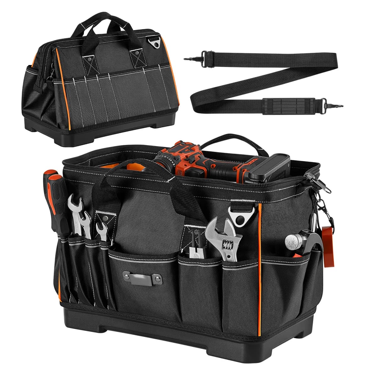 SucceBuy 16/20in Tool Bag 33-Pocket Professional Electrician Portable Toolbag Working Multifunction Organizing Storage Tool Bag