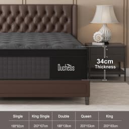 Duchess Mattress Queen Double King Single Bed Euro Top Pocket Spring Foam 34cm