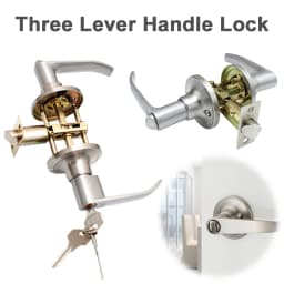 Locking Door Handle Stainless Steel Entrance Door Handles Interior Lever Lock Door Knob Replacement for Bedroom Front Door