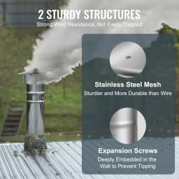 SucceBuy Chimney Cap 6inch 304 Stainless Steel Round Roof Rain Cap 11.81-inch Increased Caps for Insulation Vent Cover Outside