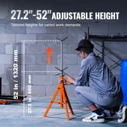 SucceBuy Pipe Stand 2500 LBS Heavy Duty Pipe Stands 27.2-52 Height Adjustable V Head Pipe Stand Steel Folding Stand