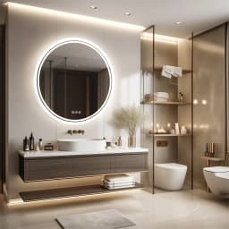 LUVODI 80cm Round LED Bathroom Mirror Large Backlit Touch On/Off Dimming Anti-Fog Wall Mounted Mirror for Bathrooms