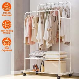 Heavy Duty Rolling Garment Rack Cloth Hanger Stand Metal Storage Shoes Organizer|clothing rack|hangers|coat rack