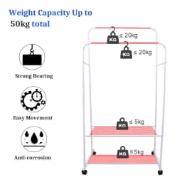 Heavy Duty Rolling Garment Rack Cloth Hanger Stand Metal Storage Shoes Organizer|clothing rack|hangers|coat rack