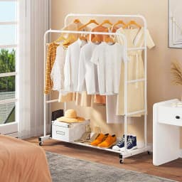 Heavy Duty Rolling Garment Rack Cloth Hanger Stand Metal Storage Shoes Organizer|clothing rack|hangers|coat rack