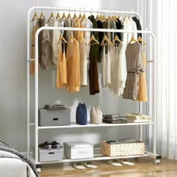 Heavy Duty Rolling Garment Rack Cloth Hanger Stand Metal Storage Shoes Organizer|clothing rack|hangers|coat rack