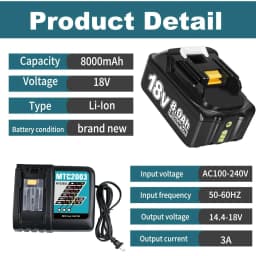 1/2/4Pcs 8.0Ah BL1860B Li-on Replace For Makita 18V LXT BL1830 BL1850 BL1890 Battery Pin with 3A DC18RC Charger Combo Kit