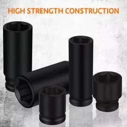 PORIYA 50Pc 3/8" Drive Impact Socket Set Ratchet Wrench Metric SAE Deep Short Sockets