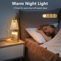 Candle Warmer Lamp - Candle Warmer Lamp with Timer and Dimmer Adjustable Height, Electric Wax Melt Warmer with 2 Bulbs