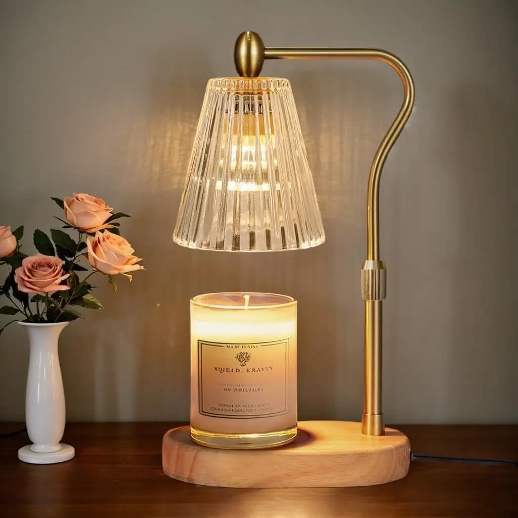 Candle Warmer Lamp - Candle Warmer Lamp with Timer and Dimmer Adjustable Height, Electric Wax Melt Warmer with 2 Bulbs