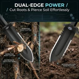 【SUNPOW】Durable Garden Trowel with Carry Bag - Small Trowel with Double Serrated Edge, Digging Blade for Gardening & Camping, with Measurement Scale