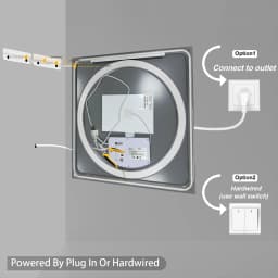 LUVODI 24x32" Modern Smart LED Bathroom Mirror,Tempered Glass Square-Oval Wall Backlit Vanity Dressing Shower Mirror,Dimmable Fogless Creative Makeup Mirror for Restroom