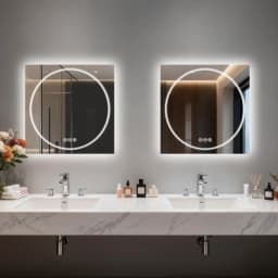 LUVODI 24x32" Modern Smart LED Bathroom Mirror,Tempered Glass Square-Oval Wall Backlit Vanity Dressing Shower Mirror,Dimmable Fogless Creative Makeup Mirror for Restroom