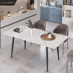 LUVODI 1.2m Modern Dining Table for 4-6 People with Metal Legs Ideal for Kitchen Living Room Restaurant Cafe Shop Furniture