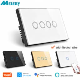 Melery Wall Switch Wifi Smart Life Tuya Light Switches Interruptor Glass Touch Sensor Panel Wireless Voice Remote Control by Alexa Assistant Google Home