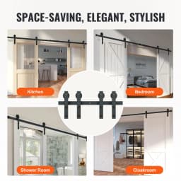 SucceBuy 8 FT Sliding Barn Door Hardware Kit 330LBS Heavy Duty Barn Door Track Kit for Double Doors with Silent Pulley