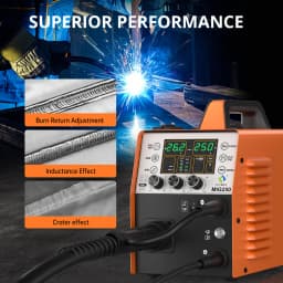 MIG Welder 5 in 1 HITBOX MIG250II Gas/Gasless MIG MMA Lift TIG Aluminum Pulse Digital Screen IGBT Inverter Welding Machine
