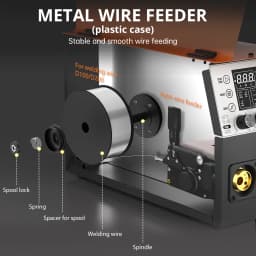 MIG Welder 5 in 1 HITBOX MIG250II Gas/Gasless MIG MMA Lift TIG Aluminum Pulse Digital Screen IGBT Inverter Welding Machine