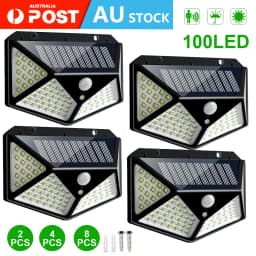 2-8pcs 100 LED Solar Power Motion Sensor Light Outdoor Security Garden Waterproof
