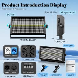 MINGJIE 4/2/1PCS 1000W LED Strobe Light 8+8 Segment Flash 864 RGB 3in1+96 White LEDs DMX512 RDM Sound Activated Stage Light for Bar Disco Party Wedding