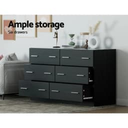6 Drawer Chest of Drawers Modern Black Tall Storage Cabinet Bedroom Dresser Vertical Organizer for Clothes Home Furniture