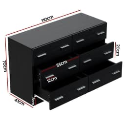 6 Drawer Chest of Drawers Modern Black Tall Storage Cabinet Bedroom Dresser Vertical Organizer for Clothes Home Furniture
