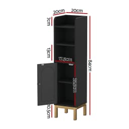 2 Pack Bathroom Storage Cabinet Floor Organizer Toilet Corner Adjustable Black Shelf Rack Space Saving Cabinet for Home Bathroom Utility Room