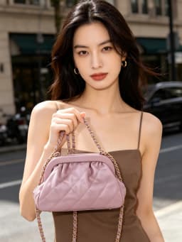 Fashion Leather Handbag Lightweight Diamond Stripe Hand Purse Chain Sling Bag Women